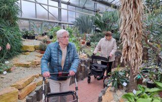 Botanischer Garten Marburg Seniorin mit Rollator auf dem Weg durch das Kakteenhaus
